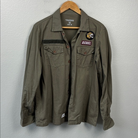 Terranova TRN1961 Rebel Camicia Military Shacket Patches Green Blouse Jacket M - Picture 5 of 10